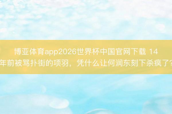 博亚体育app2026世界杯中国官网下载 14年前被骂扑街的项羽，凭什么让何润东刻下杀疯了？