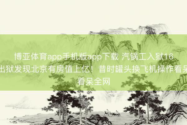 博亚体育app手机版app下载 汽锅工入狱16年，出狱发现北京有房值上亿！昔时罐头换飞机操作看呆全网